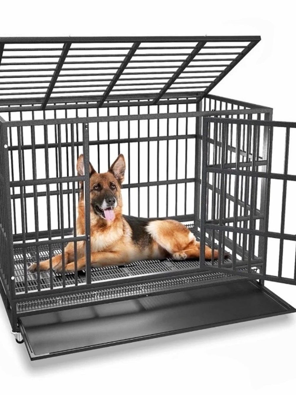 We Build Kennels 48" Heavy Duty Dog Kennel Crate Black